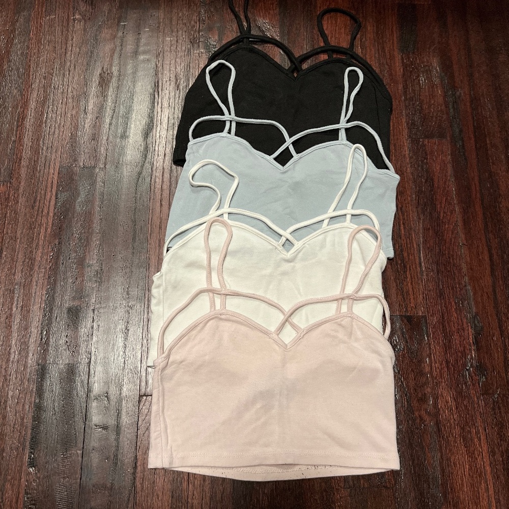 SET OF 4 Brandy Melville Cross Front Bralettes/Tanks